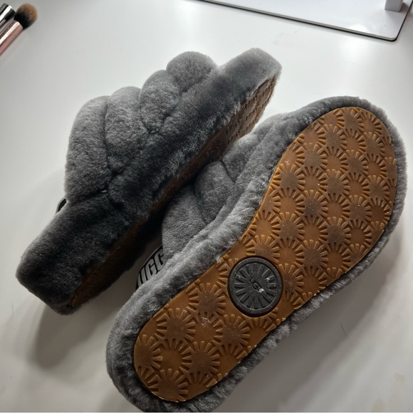 UGG Women's Fluff Yeah Grey Slippers - Picture 5 of 9